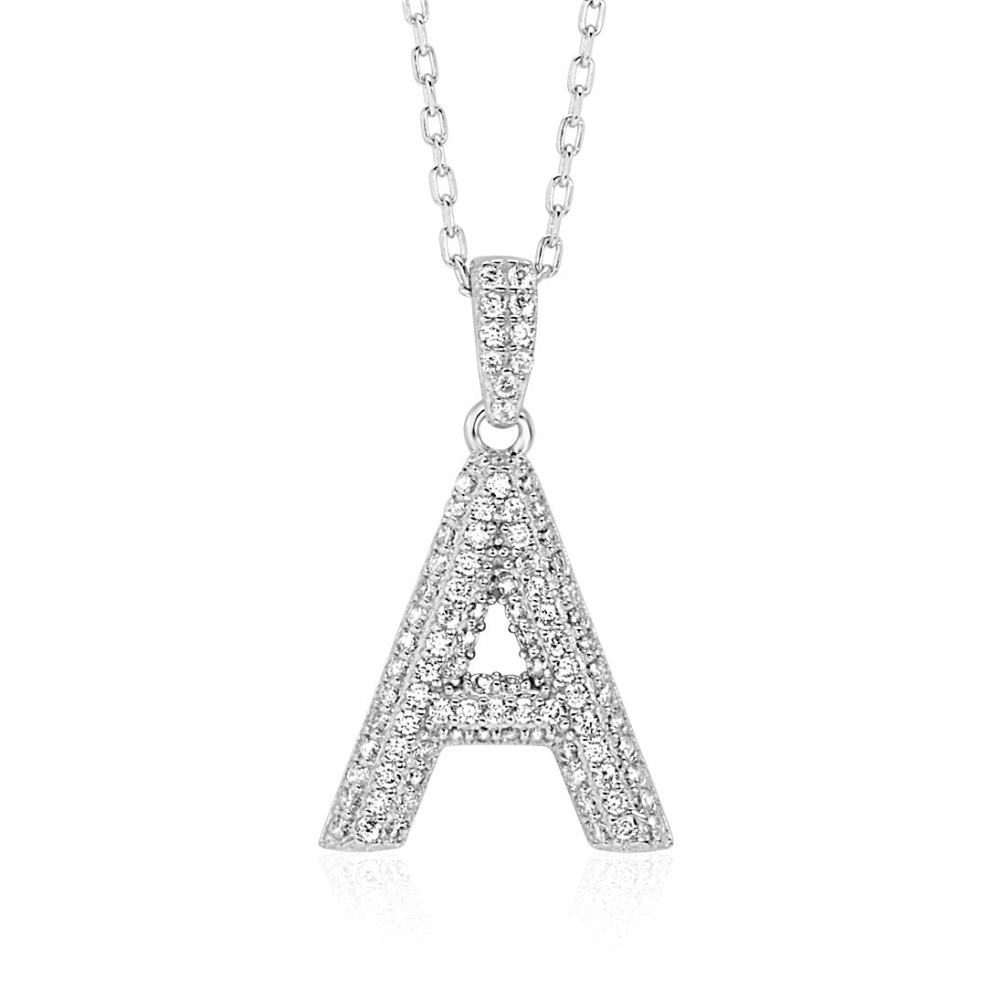 Letter V Alphabet Initial Silver Necklace 