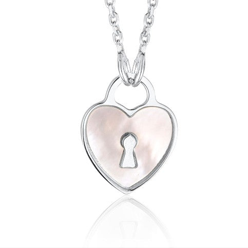 Sterling Silver Heart and Key Pendant Set, 18